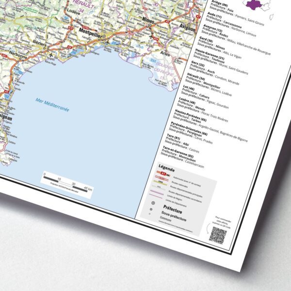 Carte routière de la région Occitanie extrait 4
