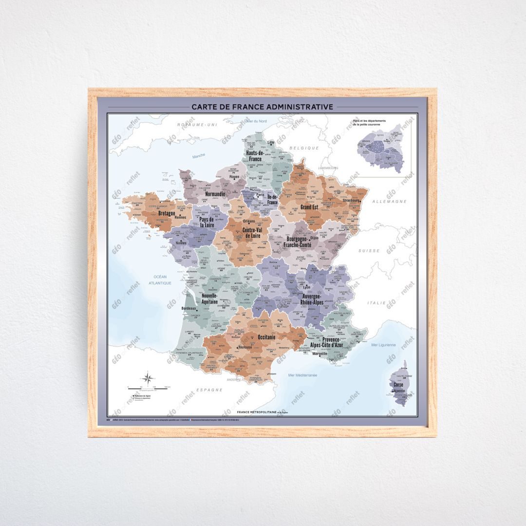Carte de France administrative aventurine 100x100cm