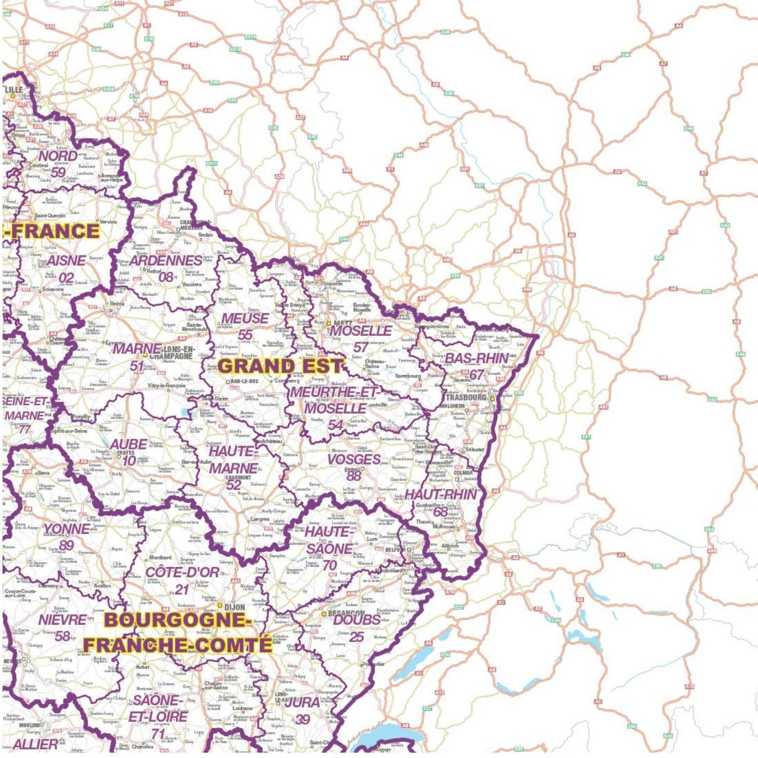 Carte de France routi&egrave;re simplifi&eacute;e