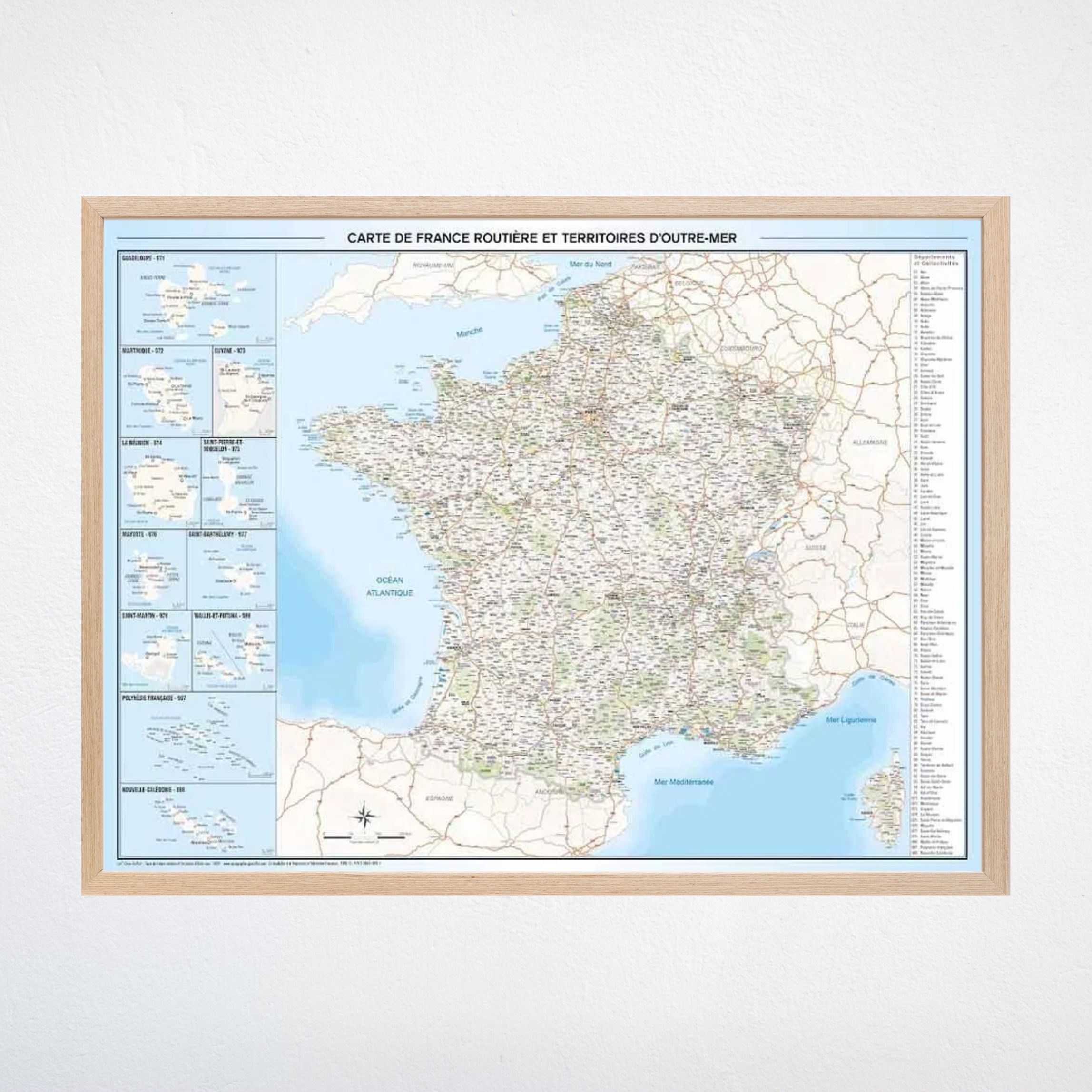 Carte de France Routi&egrave;re (M&eacute;tropole + Outre-Mer)