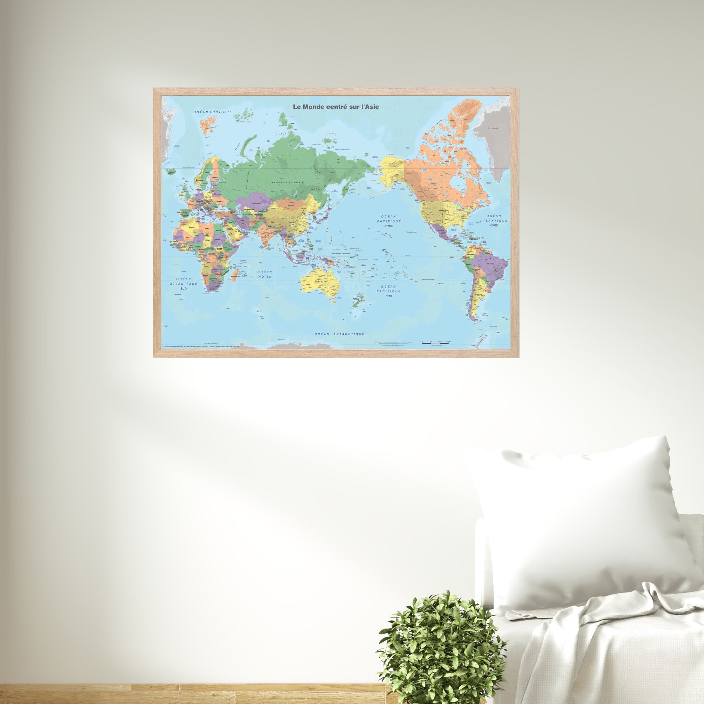 Mappemonde centr&eacute;e sur l'Asie