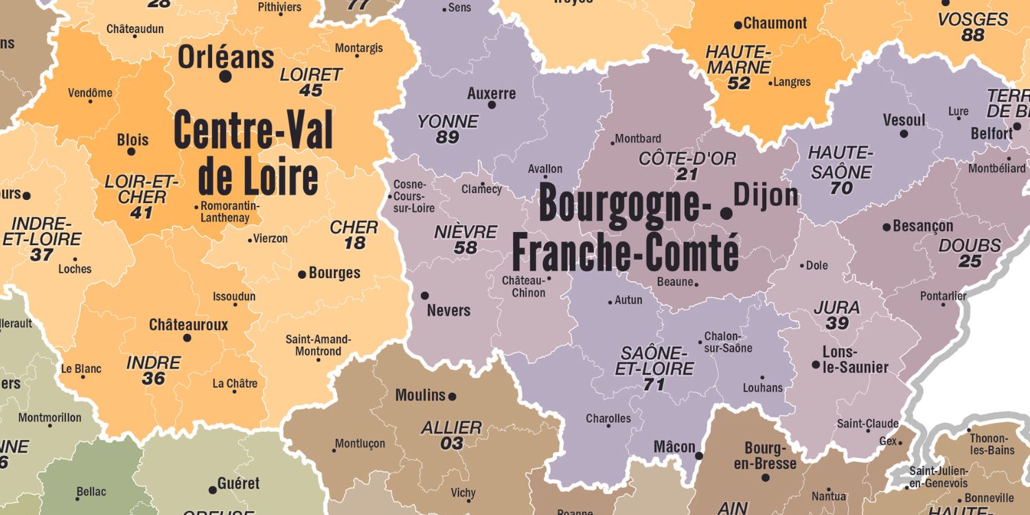 Carte de France administrative topaze