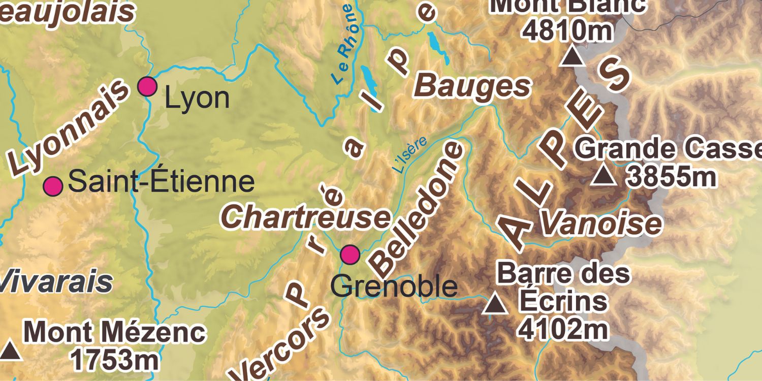 Carte de France administrative relief
