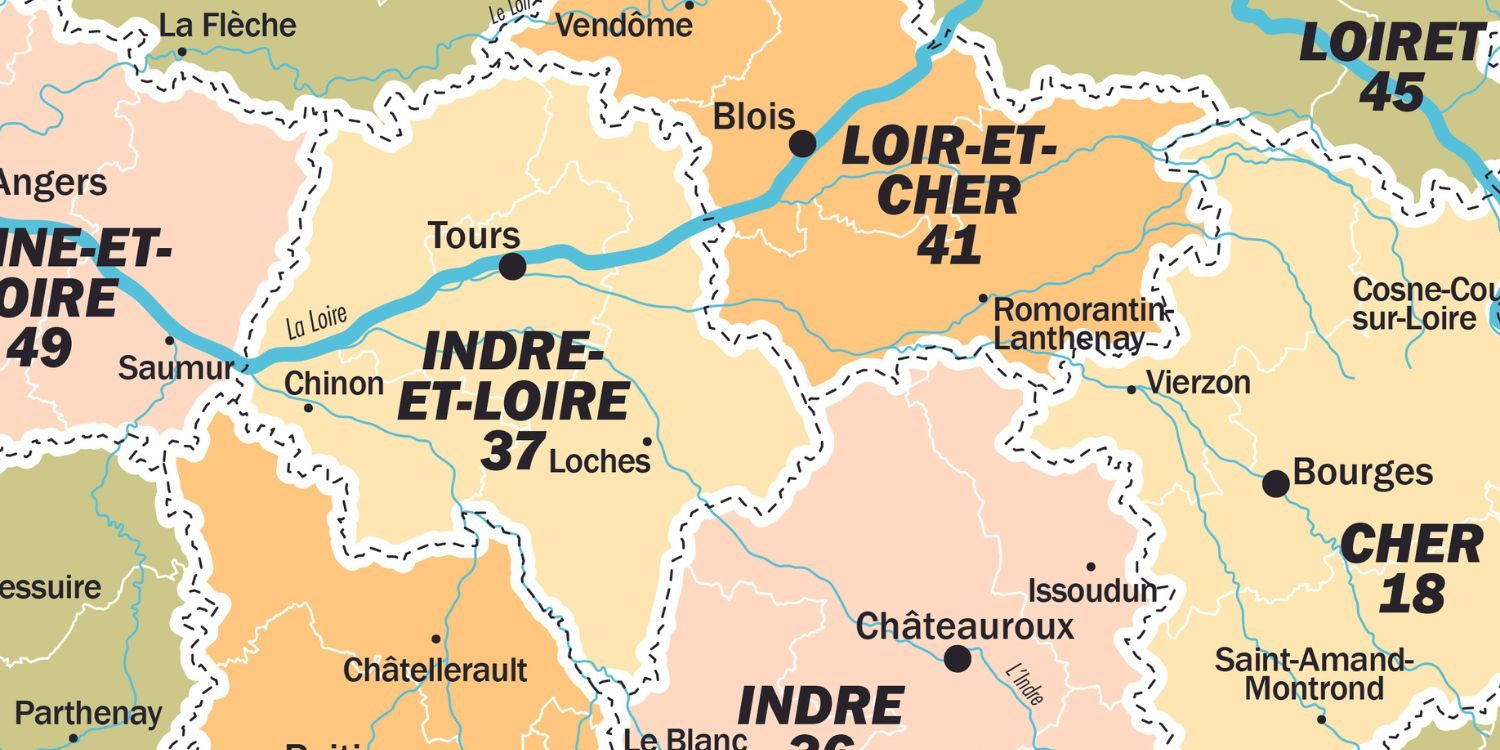 Carte de France administrative d&eacute;partements