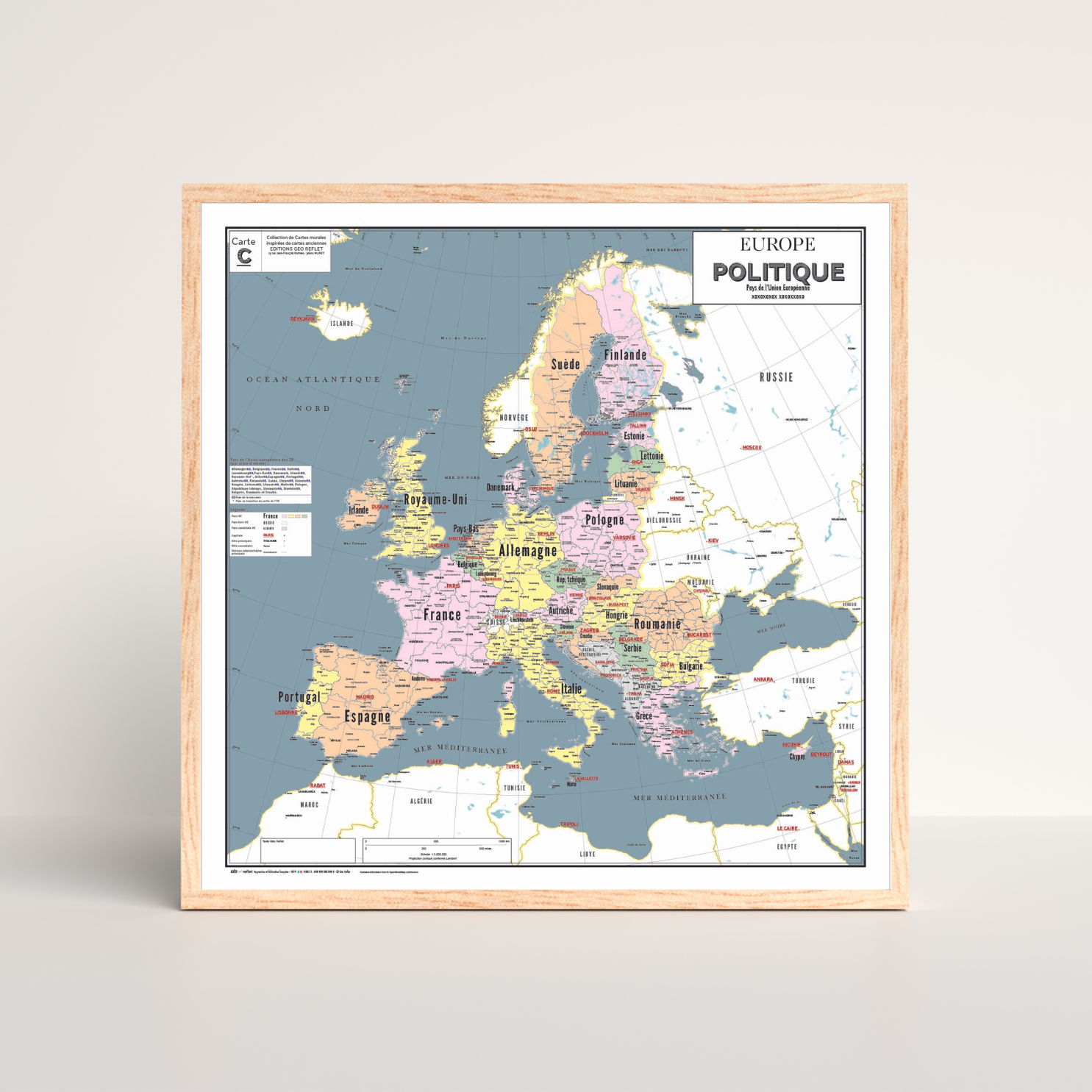 Carte Europe politique et Union Europ&eacute;enne 100x100cm