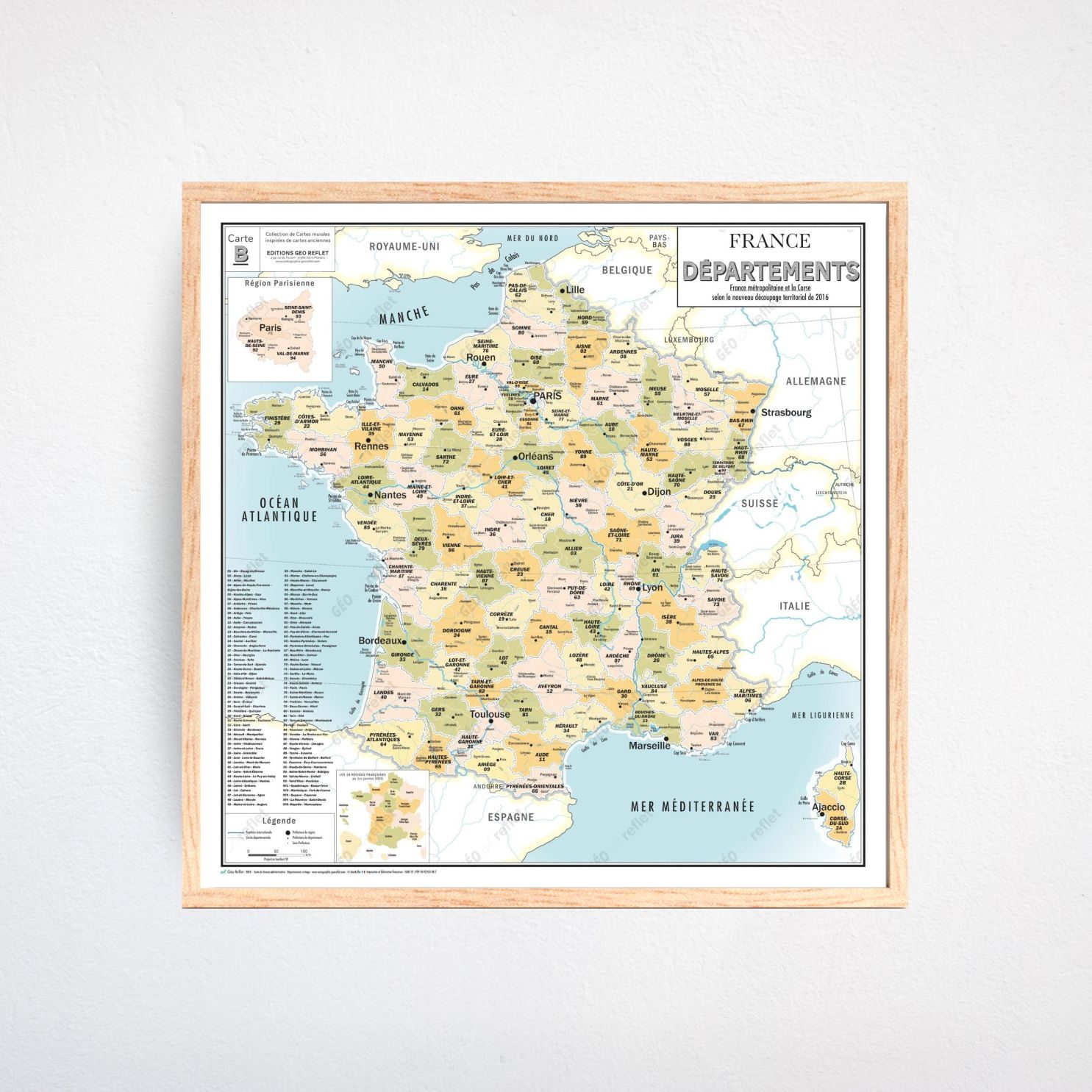 Carte de France administrative des d&eacute;partements