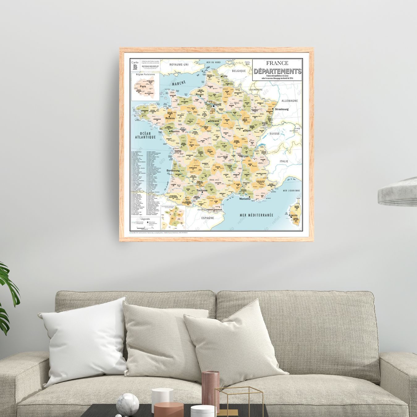 Carte de France administrative des d&eacute;partements - extrait