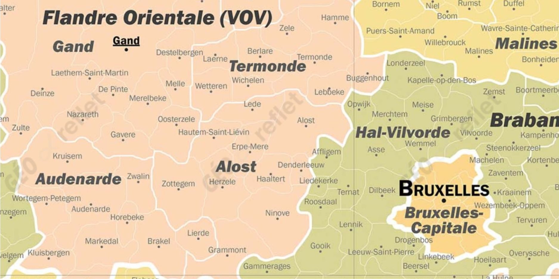Carte de la Belgique zoom